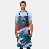 Crimson Neptune olieverfschilderij Schort (Gedragen)