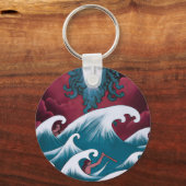 Crimson Neptune olieverfschilderij Sleutelhanger (Voorkant)