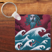 Crimson Neptune olieverfschilderij Sleutelhanger (Voorkant)