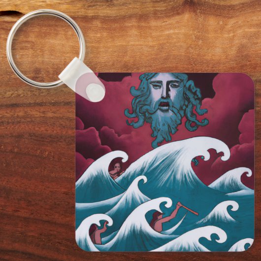 Crimson Neptune olieverfschilderij Sleutelhanger (Voorkant)