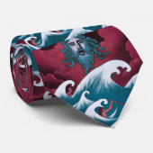 Crimson Neptune olieverfschilderij Stropdas (Opgerold)