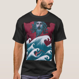 Crimson Neptune olieverfschilderij T-shirt