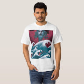 Crimson Neptune olieverfschilderij T-shirt (Voorkant volledig)
