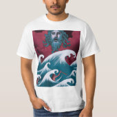 Crimson Neptune olieverfschilderij T-shirt (Voorkant)