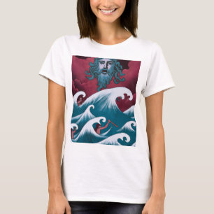 Crimson Neptune olieverfschilderij T-shirt