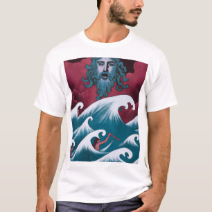 Crimson Neptune olieverfschilderij T-shirt