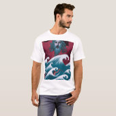 Crimson Neptune olieverfschilderij T-shirt (Voorkant volledig)