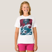 Crimson Neptune olieverfschilderij T-shirt (Voorkant volledig)
