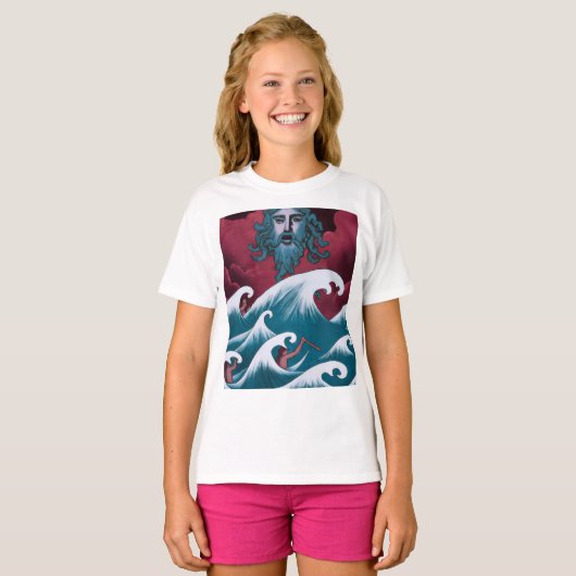 Crimson Neptune olieverfschilderij T-shirt (Voorkant volledig)