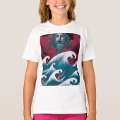 Crimson Neptune olieverfschilderij T-shirt (Voorkant)