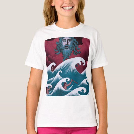Crimson Neptune olieverfschilderij T-shirt (Voorkant)