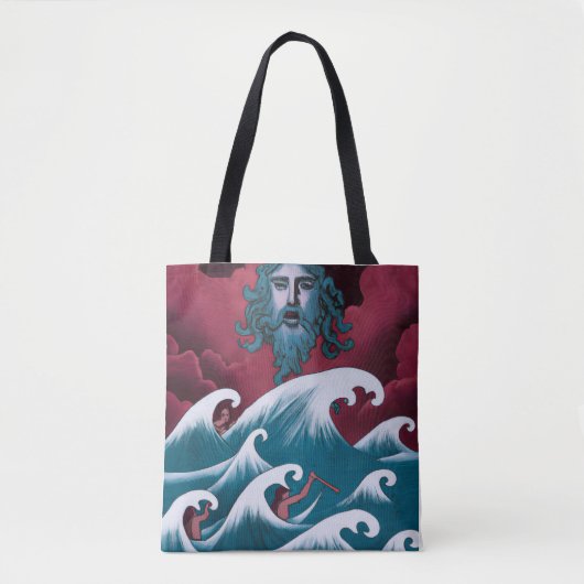 Crimson Neptune olieverfschilderij Tote Bag (Voorkant)