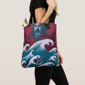 Crimson Neptune olieverfschilderij Tote Bag (Dichtbij)