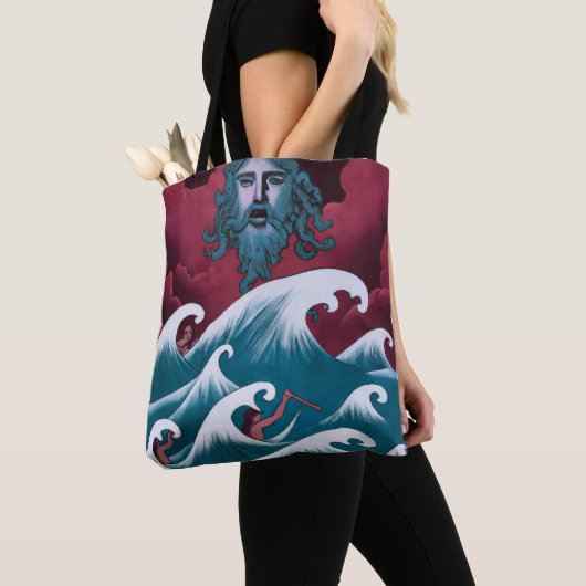Crimson Neptune olieverfschilderij Tote Bag (Dichtbij)
