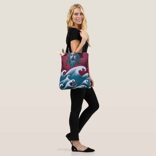 Crimson Neptune olieverfschilderij Tote Bag (Op model)