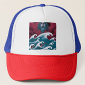 Crimson Neptune olieverfschilderij Trucker Pet (Voorkant)
