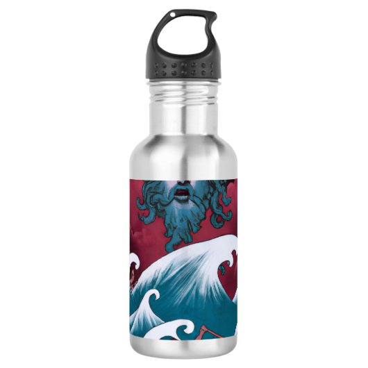 Crimson Neptune olieverfschilderij Waterfles (Voorkant)
