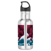 Crimson Neptune olieverfschilderij Waterfles (Achterkant)