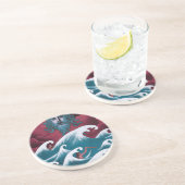 Crimson Neptune olieverfschilderij Zandsteen Onderzetter (Zijkant)