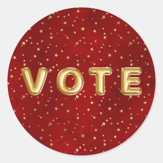 Crimson Nightfall Gold Star Illustration Ronde Sticker (Voorkant)