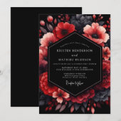 Crimson Nocturnal Bloom Wedding Kaart (Voorkant / Achterkant)