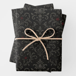 Crimson Nocturne Bloom Victoriaans Inpakpapier Vel