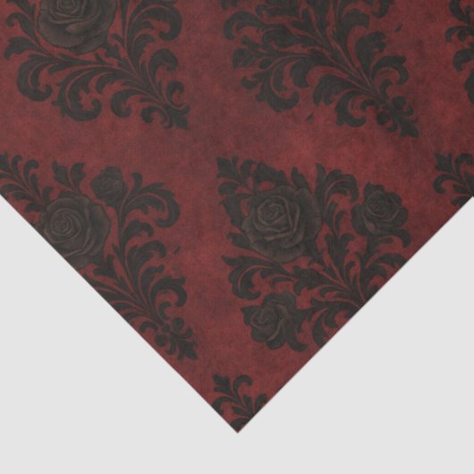 Crimson Nocturne Bloom Victoriaans Tissuepapier (Detail)
