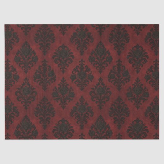 Crimson Nocturne Bloom Victoriaans Tissuepapier (Voorkant)