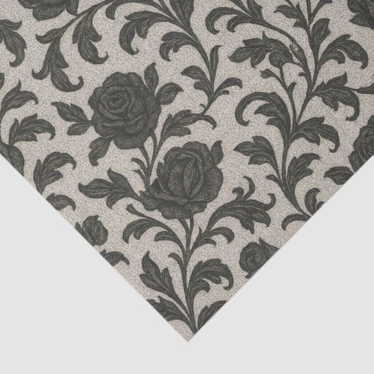 Crimson Nocturne Bloom Victoriaans Tissuepapier (Detail)