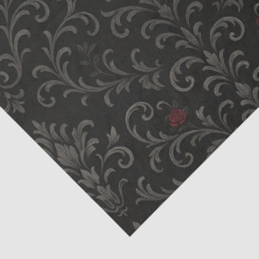 Crimson Nocturne Bloom Victoriaans Tissuepapier (Detail)