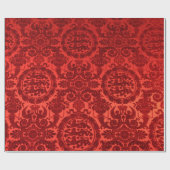 Crimson Noel Damask Wrapping Paper Cadeaupapier (Vlak)