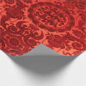 Crimson Noel Damask Wrapping Paper Cadeaupapier (Hoek)