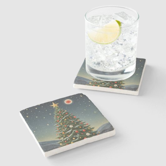 Crimson Noel Stenen Onderzetter (Zijkant)