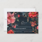 Crimson Noir Bruiloft  RSVP Kaartje (Voorkant)