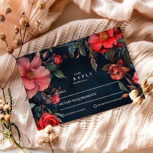 Crimson Noir Bruiloft RSVP Kaartje