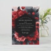 Crimson Noir Bruiloftsboeket Kaart (Staand voorkant)