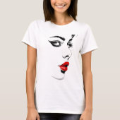 Crimson Noir Lip Portret T-shirt (Voorkant)