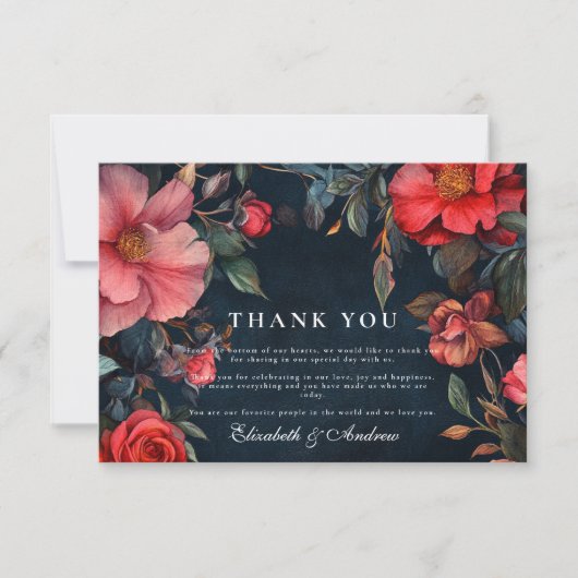 Crimson Noir Wedding Bedankkaart (Voorkant)