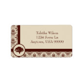 Crimson Oak Damask-adreslabel Etiket (Voorkant)