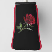 Crimson on Ebony: De enige rode roos, Golfheadcover (Draai 90)