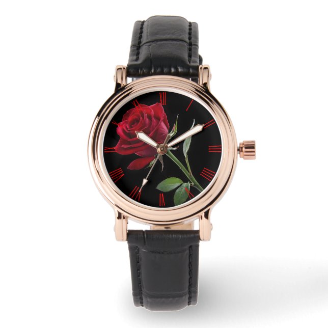 Crimson on Ebony: De enige rode roos, Horloge (Voorkant)