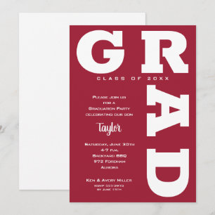 Crimson op White Graduation Party Kaart