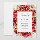 Crimson Opulent Bloom Wedding Kaart (Voorkant / Achterkant)
