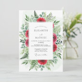 Crimson Opulent Winter Wedding Kaart (Staand voorkant)