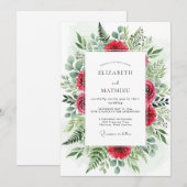 Crimson Opulent Winter Wedding Kaart (Voorkant / Achterkant)