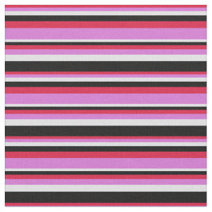 Crimson, Orchid, Lavender en Black Colored Stripes Stof
