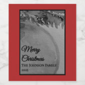 Crimson Ornament Christmas – Elegant Holiday Wijn Etiket (Enkel label)