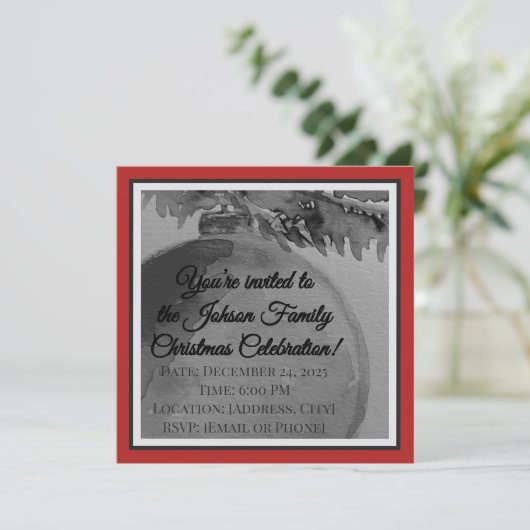 Crimson Ornament Christmas – Invitation Kaart (Staand voorkant)
