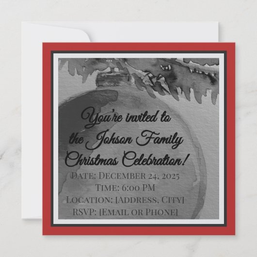 Crimson Ornament Christmas – Invitation Kaart (Voorkant)