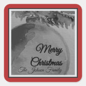 Crimson Ornament Christmas Vierkante Sticker (Voorkant)